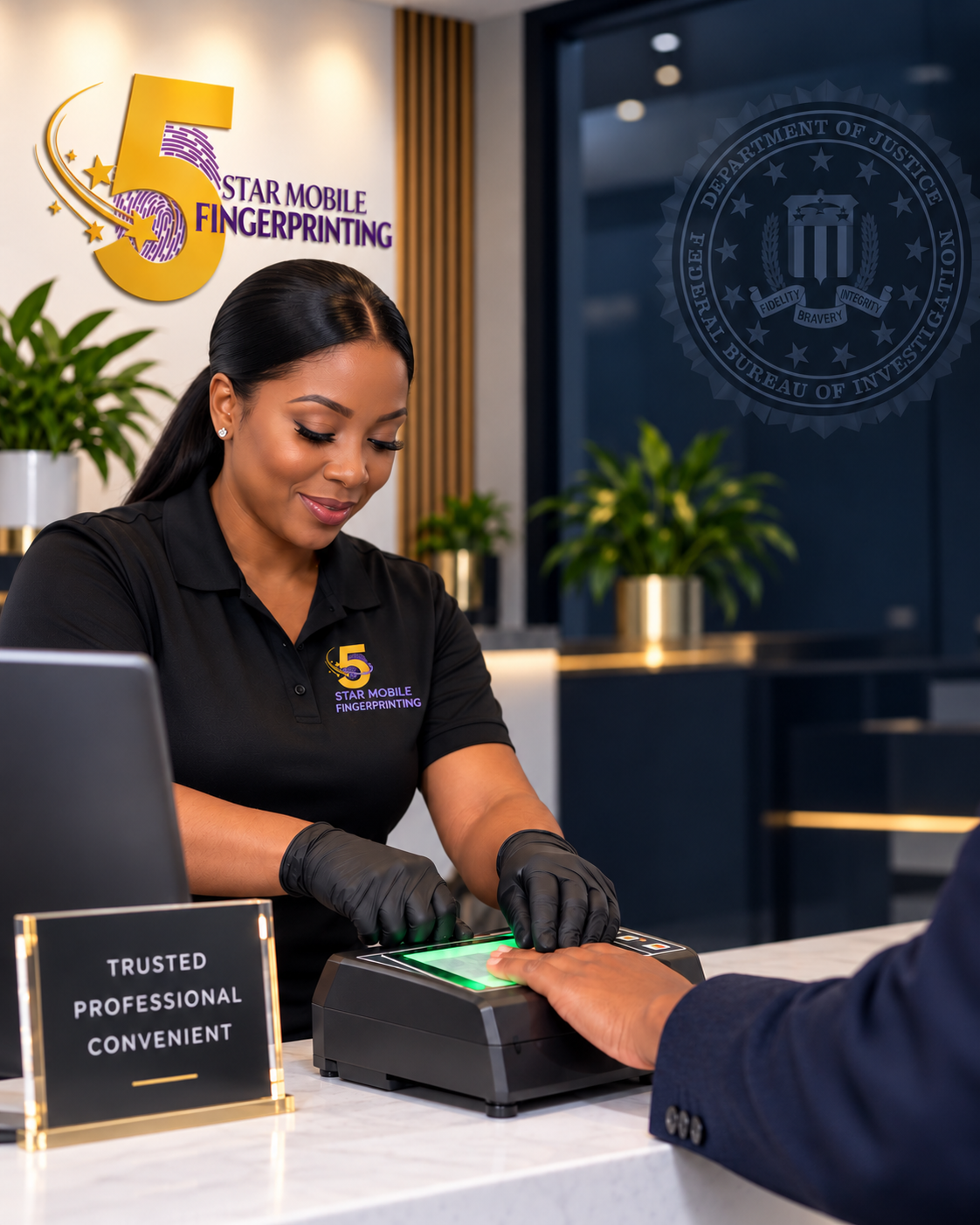 FBI fingerprinting service in Orlando with 5 Star Mobile Fingerprinting branding